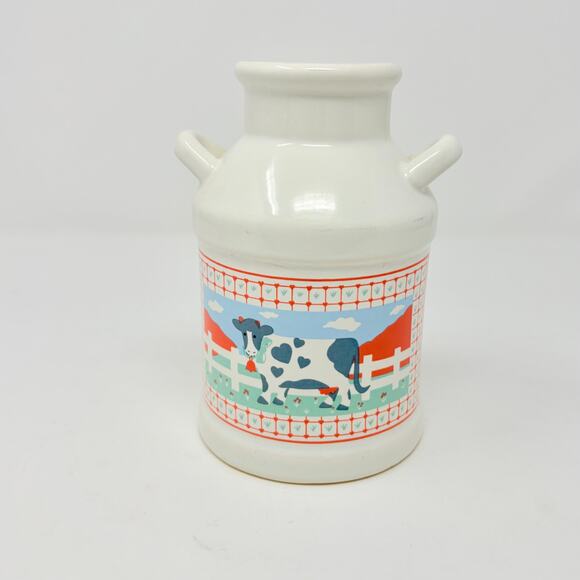 Vtg 80s Himark Peaches N Cream Cow Jug Canister Utensils Spoon Rest Trivet NOS - Picture 4 of 16